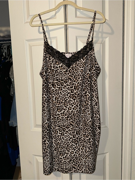 Joyspun Other - Leopard Print Lace-Trim Slip Dress - Black/Brown
